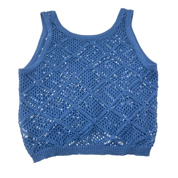Blue Sleeveless Crochet Knit Tank Top 3XL 100% Polyester - Picture 1 of 5